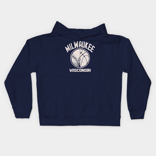 Milwaukee Wisconsin Baseball & Basketball Kids Hoodie by Etopix